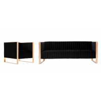 Manhattan Comfort 2-SS559-BK Trillium 2-Piece Black and Rose Gold Sofa and Armchair Set